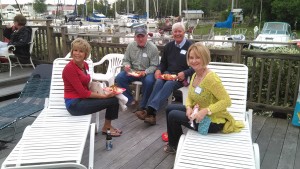 Couples gathered to chat